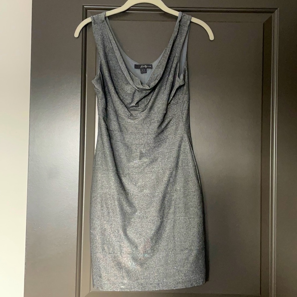 Glitter silver mini dress